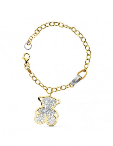 18K PULSERA BICOLOR OSO 21.5CM