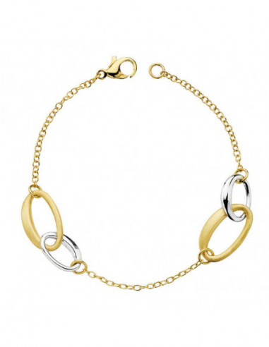18K PULSERA HUECA BICOLOR 19 CM