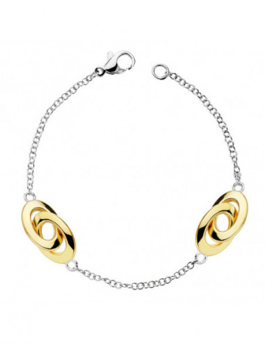 18K PULSERA HUECA BICOLOR 19 CM