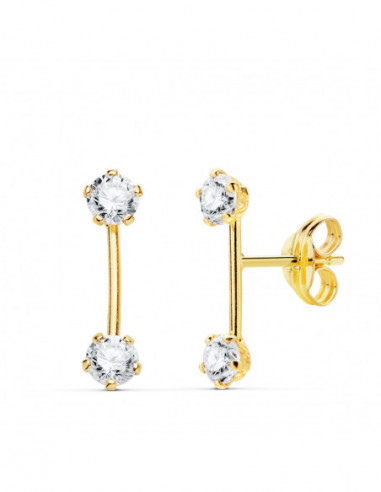18K PENDIENTES CIRCONITAS BARRA 13X3MM