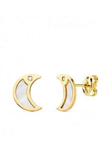 18K PENDIENTES LUNA NACAR Y...