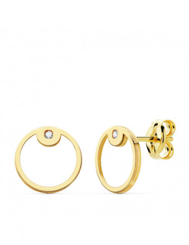 18K PENDIENTES REDONDOS CIRCONITAS 8 MM