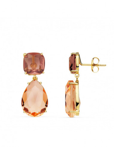 18K PENDIENTES PIEDRA PERA COLOR...