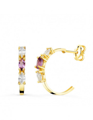 18K PENDIENTES ORO AMARILLO MEDIO ARO...