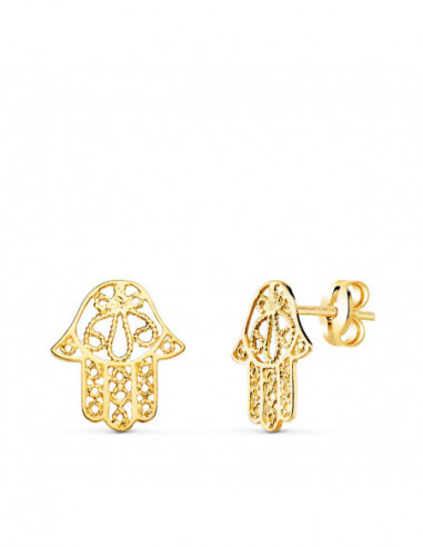 18K PENDIENTES ORO AMARILLO MANO DE...