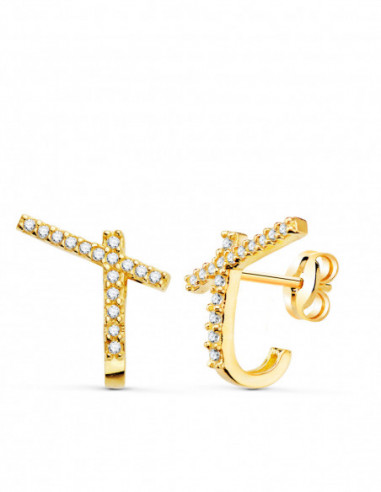 18K PENDIENTES ORO AMARILLO BANDAS...