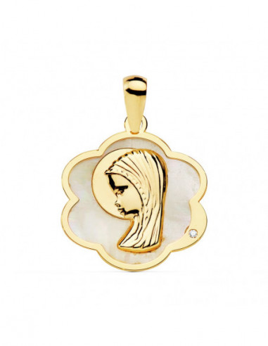 18K MEDALLA ORO AMARILLO FLOR CON...