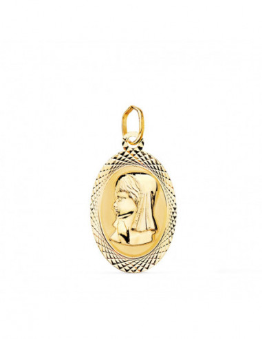18K MEDALLA VIRGEN NIÑA OVAL TALLADA...
