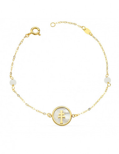 PULSERA NACAR CON CRUZ CARAVACA 12 MM...