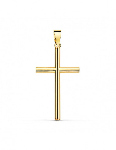 18K CRUZ ORO AMARILLO PALO LISO HUECO...