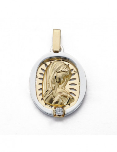18K MEDALLA VIRGEN NIÑA ORO BICOLOR...
