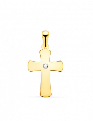 18K CRUZ ORO AMARILLO LISA EN BRILLO...