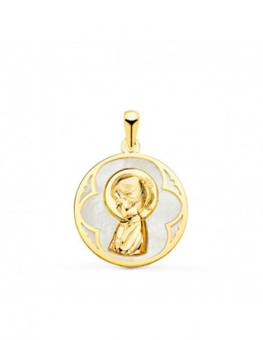 18K MEDALLA ORO AMARILLO REDONDA CON...