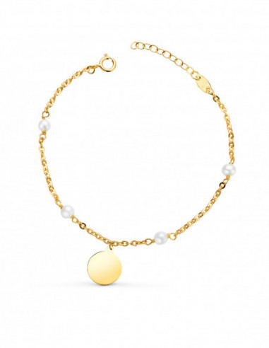 18K PULSERA ORO AMARILLO CON PERLAS...