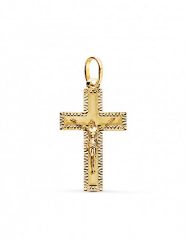 18K CRUZ ORO AMARILLO CON CRISTO...