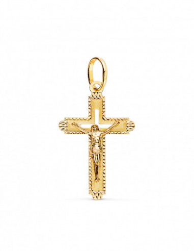18K CRUZ ORO AMARILLO CON CRISTO...
