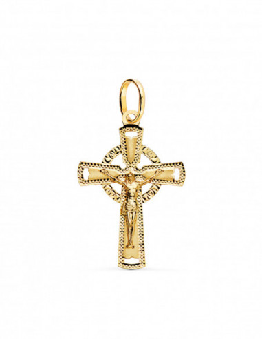 18K CRUZ ORO AMARILLO CON CRISTO...