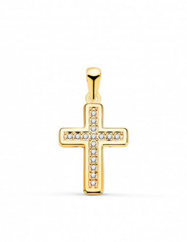 18K CRUZ ORO AMARILLO CON CIRCONITAS...