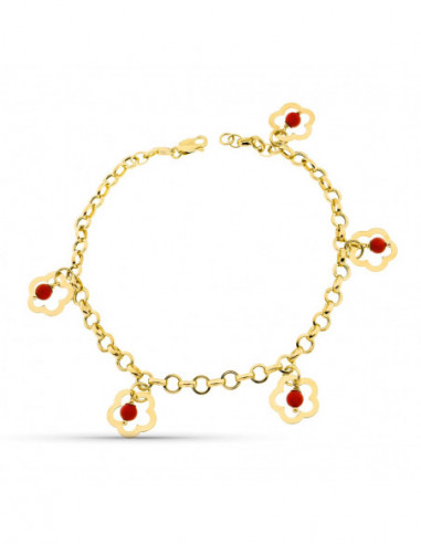 18K PULSERA ORO AMARILLO FLOR CORAL