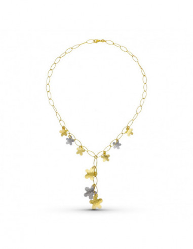 18K GARGANTILLA ORO BICOLOR FLORES