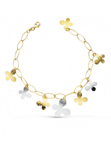 18K PULSERA ORO BICOLOR ESLABONES...