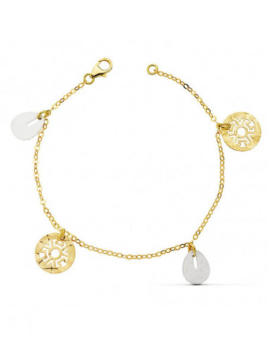18K PULSERA BICOLOR FETICHES 19CM...