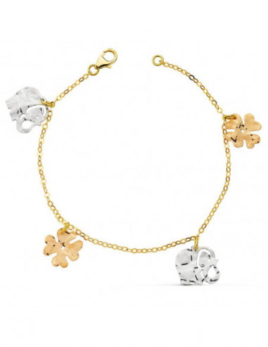 18K PULSERA TRICOLOR FETICHES 17CM...
