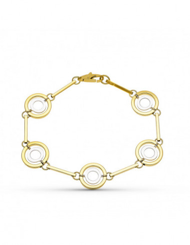 18K PULSERA ORO BICOLOR MOTIVOS