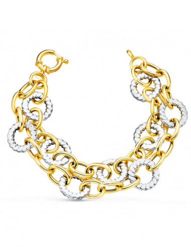 18K PULSERA ORO BICOLOR DOBLE CADENA...
