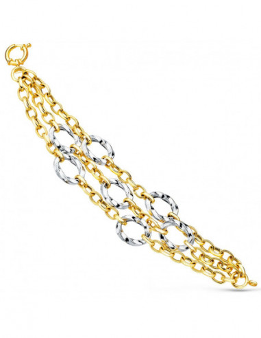 18K PULSERA ORO BICOLOR TRIPLE CADENA...