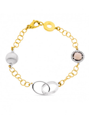 18K PULSERA ORO BICOLOR ESLABONES...