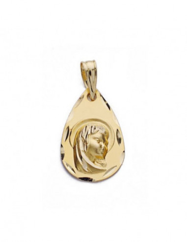 18K MEDALLA VIRGEN NIÑA GOTA 19x12 MM