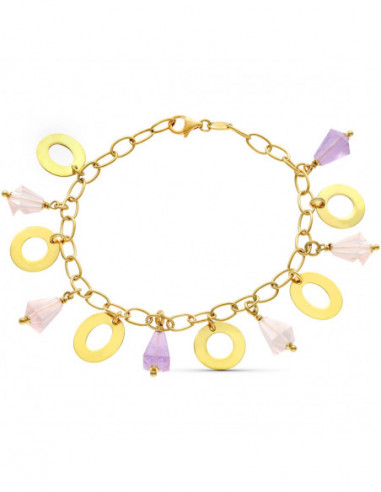 18K PULSERA ORO AMARILLO CIRCULOS Y...