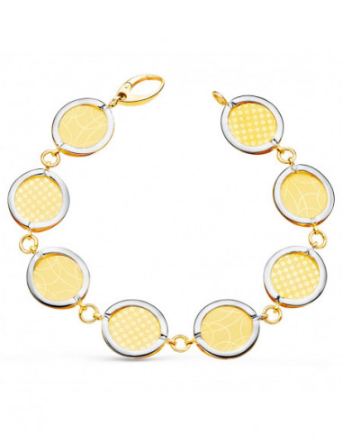 18K PULSERA ORO BICOLOR ESLABONES...