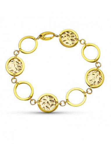 18K PULSERA ORO BICOLOR GRECA LASER