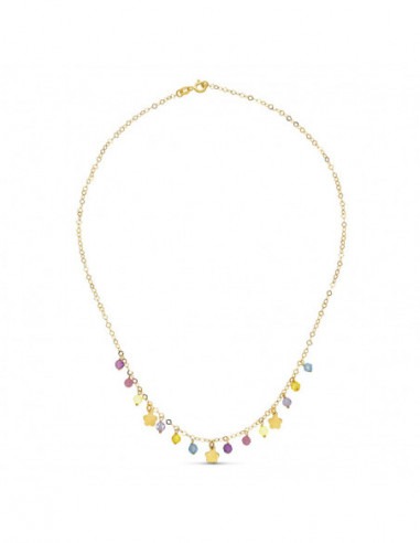 18K GARGANTILLA ORO AMARILLO FLORES Y...