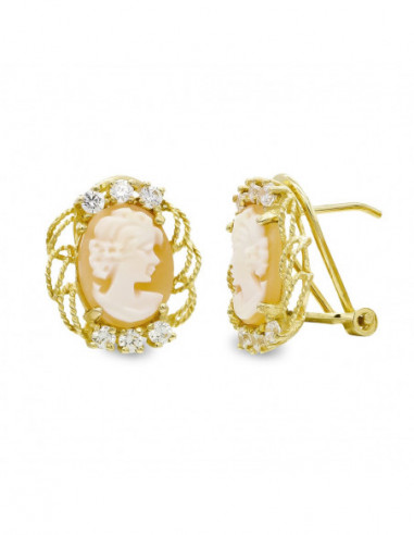 18K PENDIENTES ORO AMARILLO CAMAFEO...