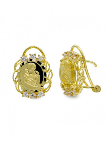 18K PENDIENTES MONEDA MADRE...