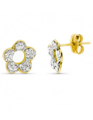 9K PENDIENTES ORO AMARILLO FLOR...
