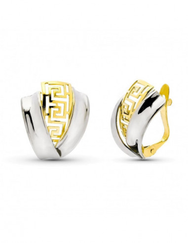 9K PENDIENTES ORO BICOLOR BANDAS...