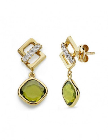 9K PENDIENTES PIEDRA VERDE Y...