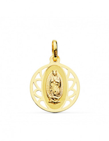 18K VIRGEN GUADALUPE CERCO REDONDO 16 MM