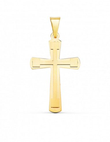 18K CRUZ ORO AMARILLO BRILLO Y MATE...