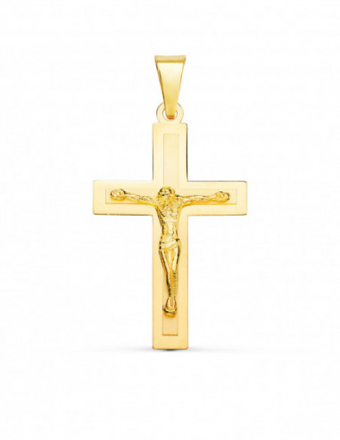 18K CRUZ ORO AMARILLO BRILLO Y MATE...