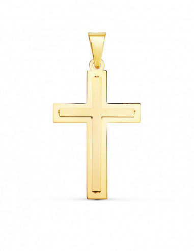 18K CRUZ ORO AMARILLO BRILLO Y MATE...