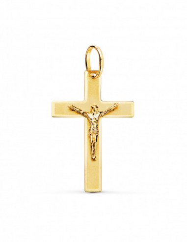 18K CRUZ ORO AMARILLO CON CRISTO...