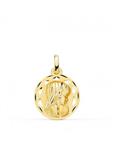 18K MEDALLA CALADA VIRGEN NIÑA PERFIL...