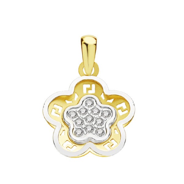 9K COLGANTE ORO BICOLOR CIRCONITAS...