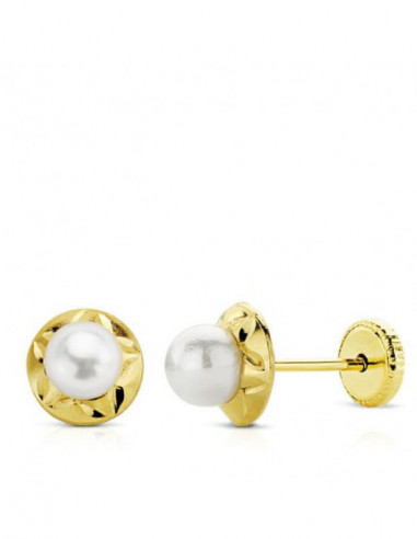 18K PENDIENTES ORO AMARILLO PERLA...