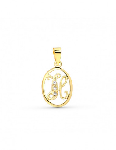 18K COLGANTE LETRA H CON CIRCONITAS